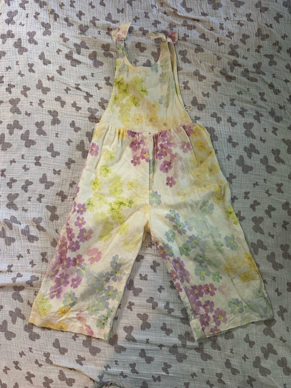 Zara Pastel Floral Tie-Shoulder Jumpsuit in Yellow, Pink, Green